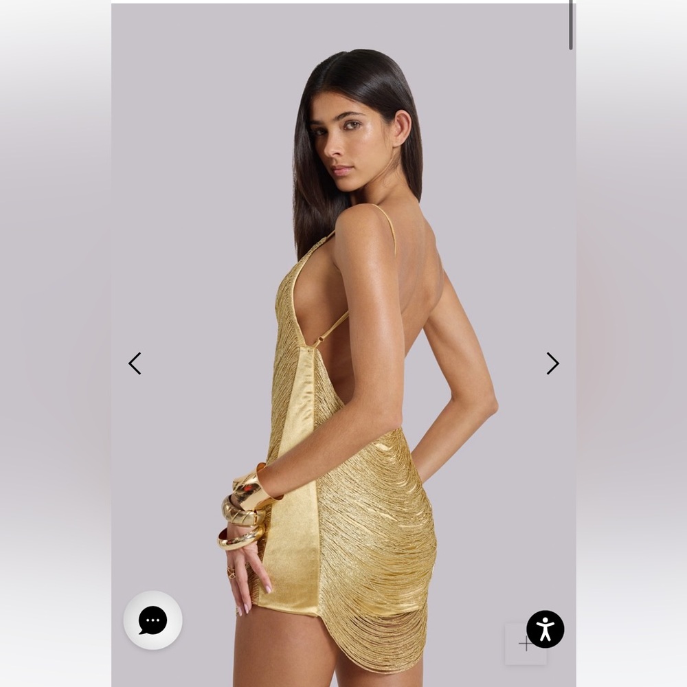 Jaded London Lavinia Backless Fringe Mini Dress in Gold - Picture 2 of 12